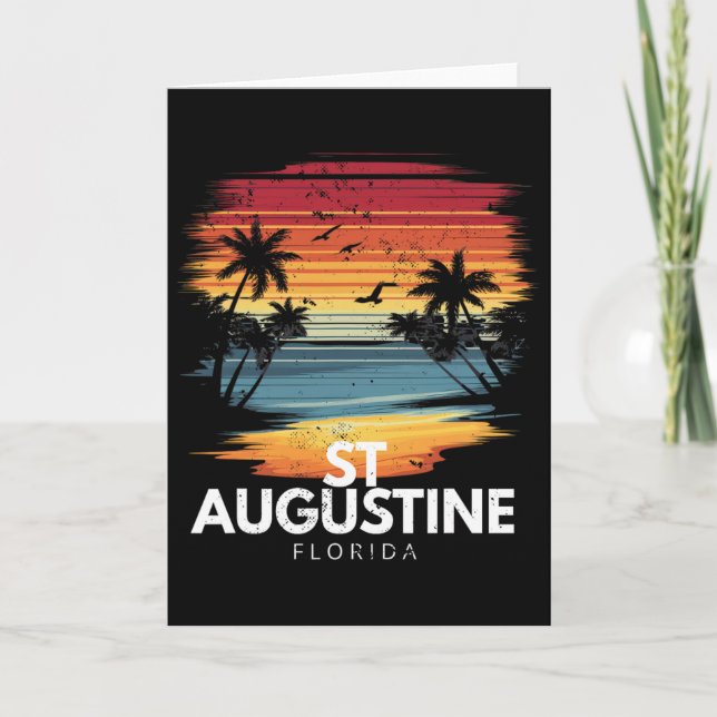 St Augustine Beach Florida Surfboard Surfing Vinta Card (Front)
