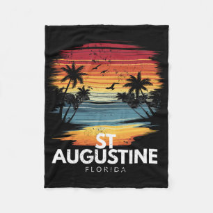 St Augustine Beach Florida Surfboard Surfing Vinta Fleece Blanket