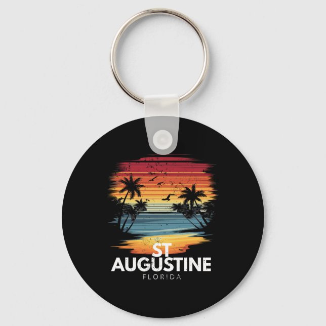 St Augustine Beach Florida Surfboard Surfing Vinta Key Ring (Front)
