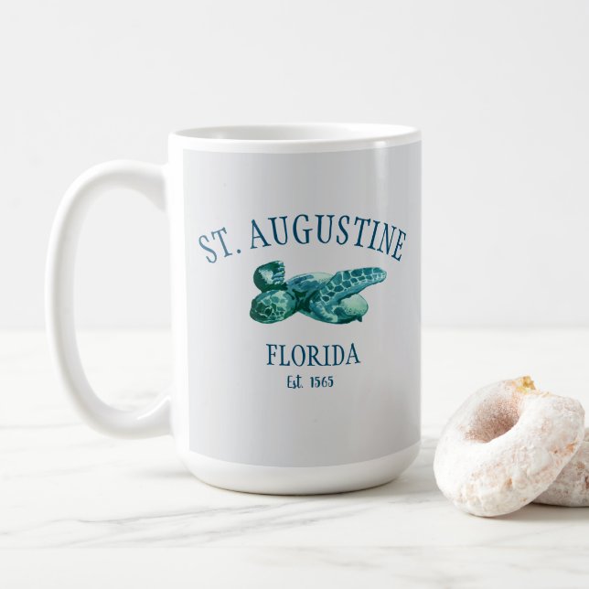 St Augustine EST 1565 Beach Sea Turtle Coffee Mug (With Donut)