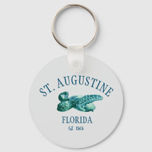 St Augustine EST 1565 Beach Sea Turtle Key Ring