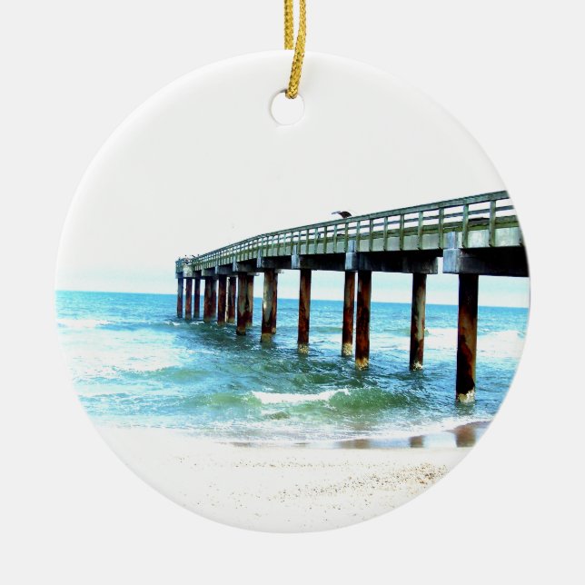 St. Augustine Fishing Pier Ceramic Ornament (Front)