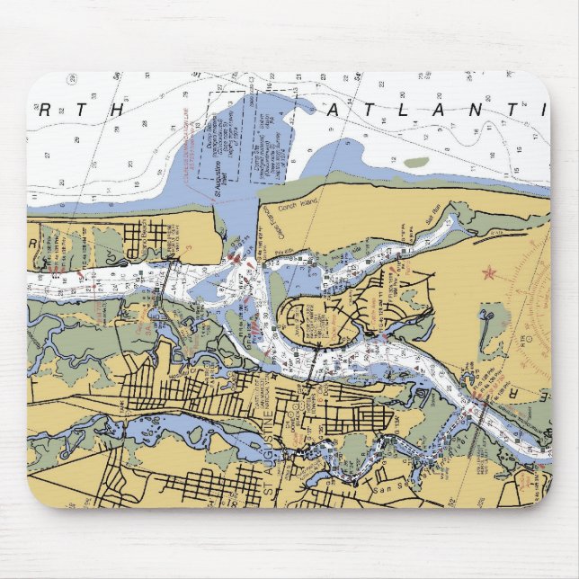 St. Augustine FL Nautical  Harbour Chart mousepad (Front)