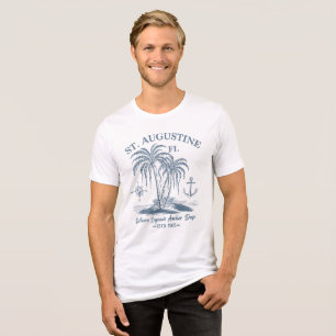 St. Augustine FL – Nautical Palm Design Tri-Blend Shirt