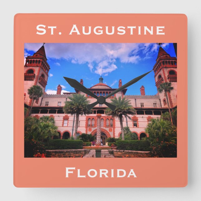 St. Augustine, FL - Ponce de Leon Hotel Square Wall Clock (Front)