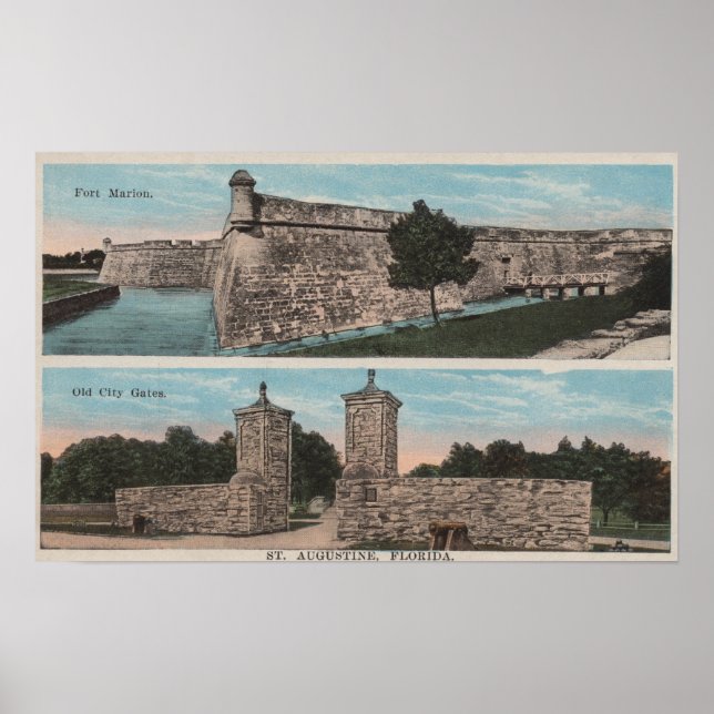 St. Augustine, FL - View of Ft. Marion & City Poster (Front)