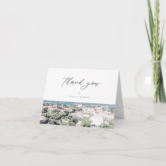 ST AUGUSTINE Fl Watercolor Skyline Thank You Card (Front)