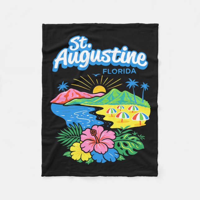 St Augustine Florida Beach Sunset Tropical Fleece Blanket (Front)