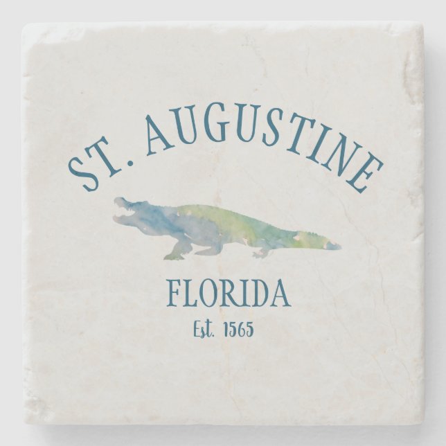 St Augustine Florida Est Beach Alligator Stone Coaster (Front)