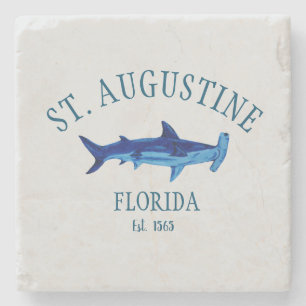 St Augustine Florida Est Beach Hammerhead Shark Stone Coaster