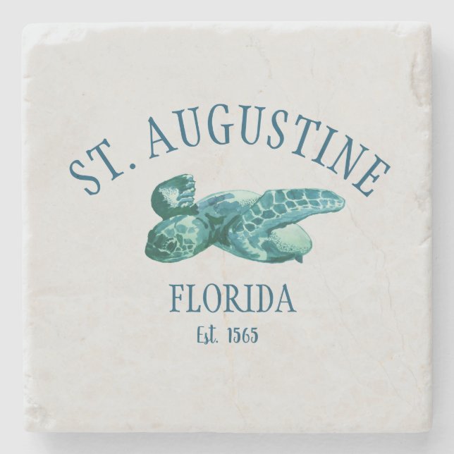 St Augustine Florida Est Beach Sea Turtle Stone Coaster (Front)