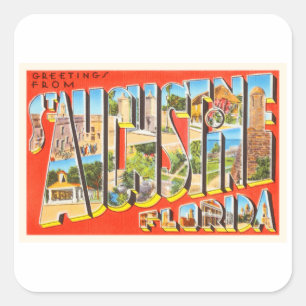 St Augustine Florida FL Vintage Travel Souvenir Square Sticker