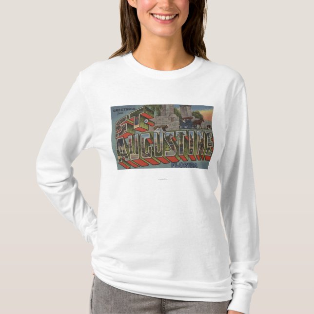 St. Augustine, Florida - Large Letter Scenes T-Shirt (Front)