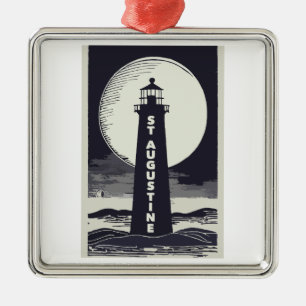 St. Augustine Florida Lighthouse Moon Metal Ornament