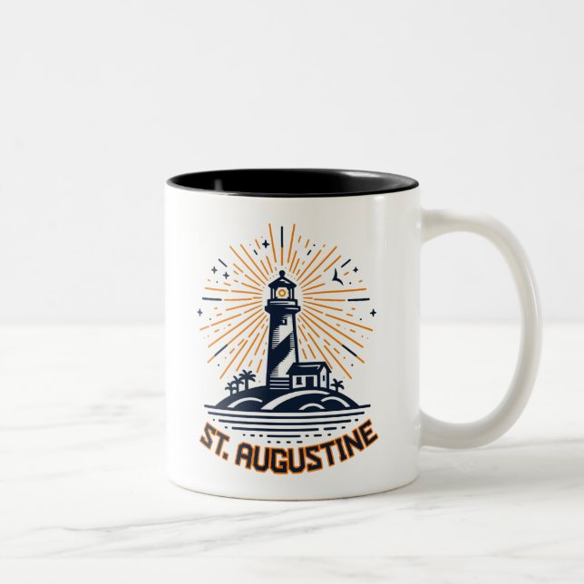 St. Augustine Florida Lighthouse Sunrise Two-Tone Coffee Mug (Right)