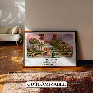 St. Augustine Florida Poster, Watercolor, Custom Poster