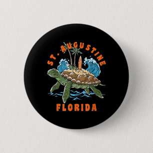 St Augustine Florida Sea Turtle Surf Beach 6 Cm Round Badge