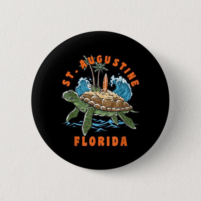St Augustine Florida Sea Turtle Surf Beach 6 Cm Round Badge (Front)