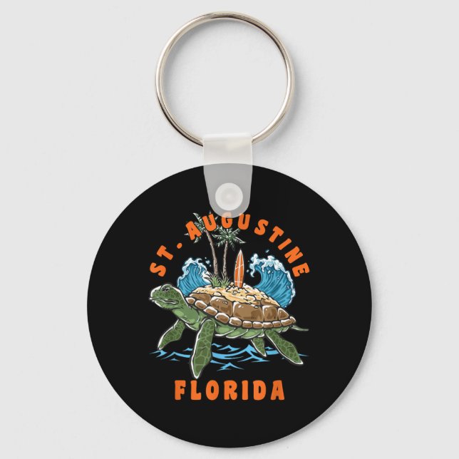 St Augustine Florida Sea Turtle Surf Beach Key Ring (Front)