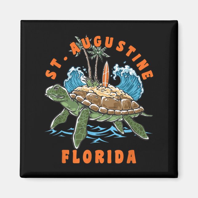 St Augustine Florida Sea Turtle Surf Beach Magnet (Front)