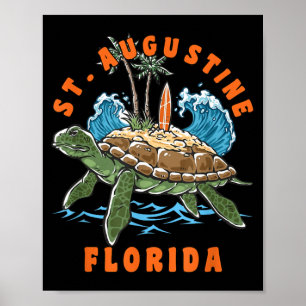 St Augustine Florida Sea Turtle Surf Beach Poster