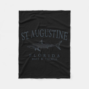 St augustine florida shark retro slate art fishing fleece blanket