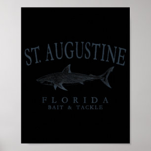 St augustine florida shark retro slate art fishing poster