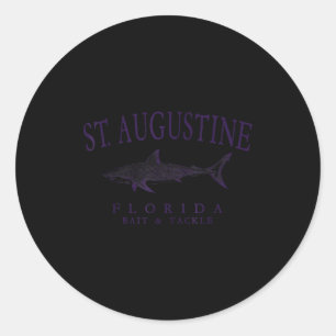 St augustine florida shark vintage plum art classic round sticker