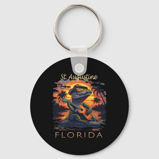 St. Augustine Florida Vacation Cute Alligator  Key Ring (Front)