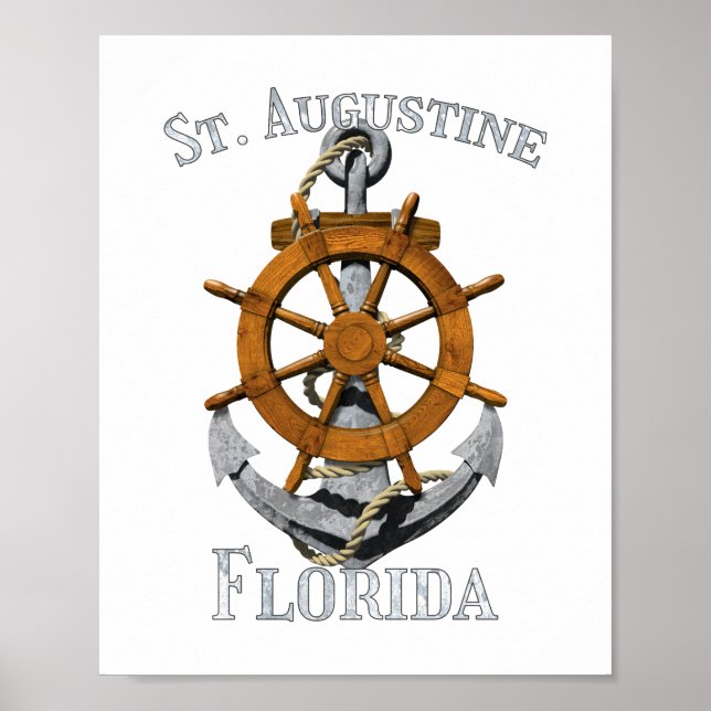 St. Augustine Florida Vacation Nautical Anchor Hel Poster (Front)