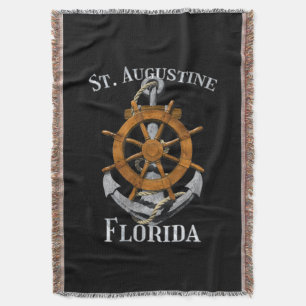 St. Augustine Florida Vacation Nautical Anchor Hel Throw Blanket