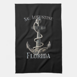St. Augustine Florida Vacation Nautical Anchor Sai Tea Towel