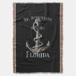 St. Augustine Florida Vacation Nautical Anchor Sai Throw Blanket