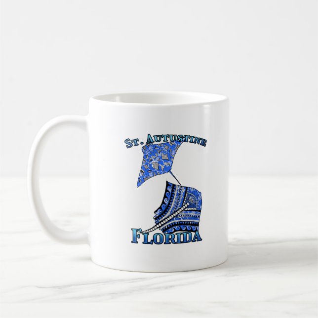 St. Augustine Florida Vacation Tribal Stingray Coffee Mug (Left)