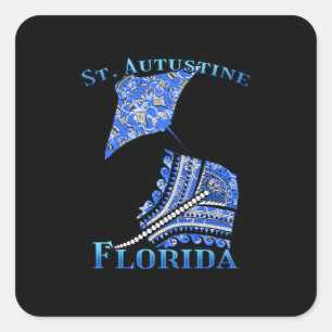 St. Augustine Florida Vacation Tribal Stingray Square Sticker