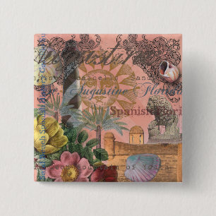 St. Augustine Florida Vintage Collage 15 Cm Square Badge