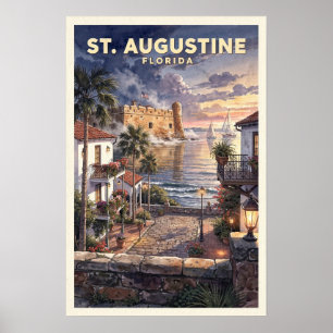 St. Augustine Florida Vintage Travel Poster