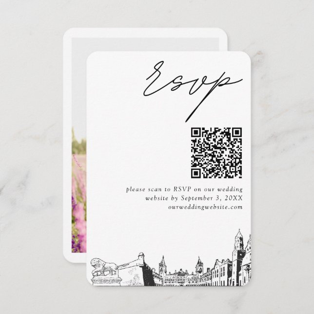 St Augustine Florida Wedding RSVP QR Code Small Enclosure Card (Front/Back)