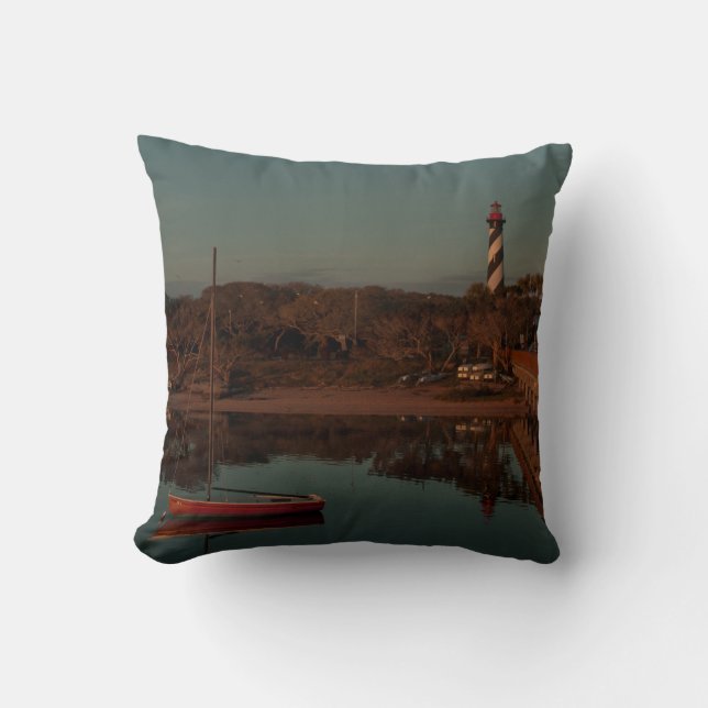 St. Augustine Lighthouse Beach Colour & Monochrome Cushion (Front)