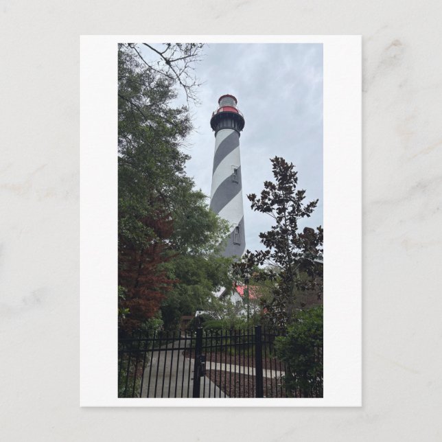 St. Augustine Lighthouse Black and White Tower Postcard (Front)