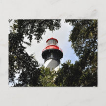 St. Augustine Lighthouse Top Framed by Oak Trees
