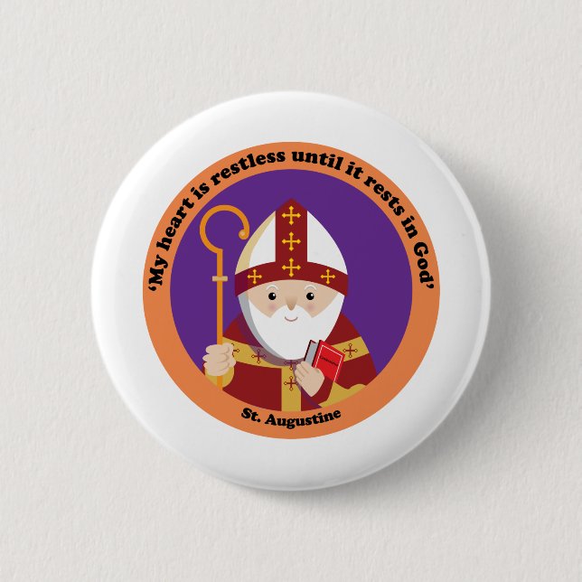 St. Augustine of Hippo 6 Cm Round Badge (Front)
