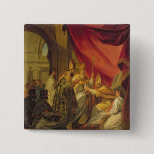 St. Augustine ordained as the Bishop 15 Cm Square Badge