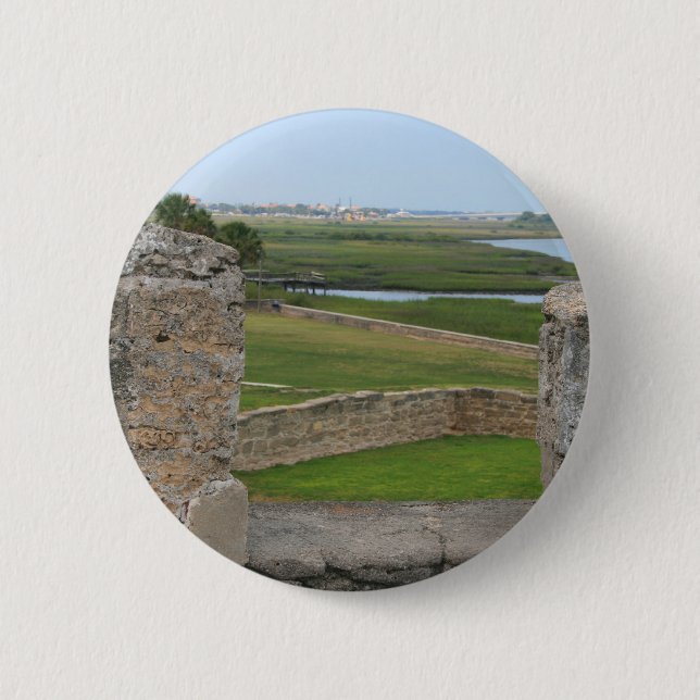 St Augustine view from castle 6 Cm Round Badge (Front)