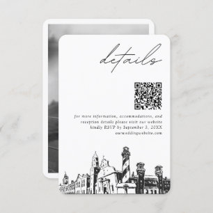 St Augustine Wedding Modern Details QR Code Enclosure Card