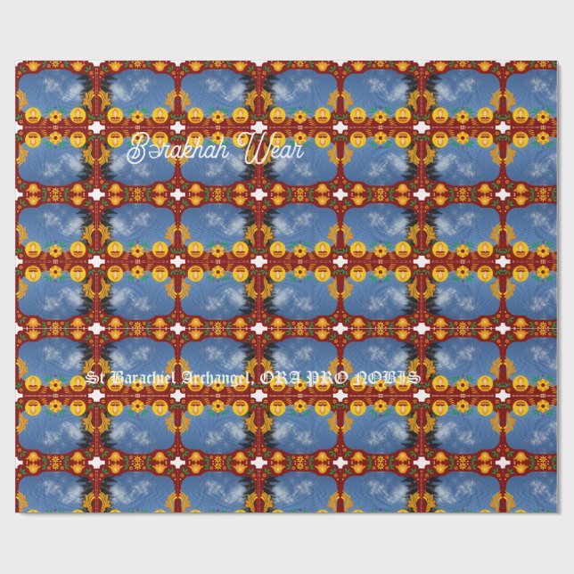 St Barachiel Archangel's Cloudy Dragons Wrapping Paper (Flat)