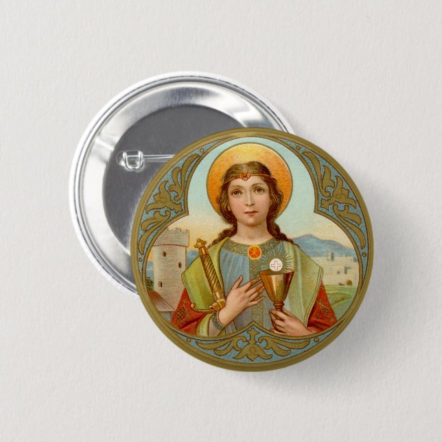 St. Barbara (BK 001) 6 Cm Round Badge (Front & Back)