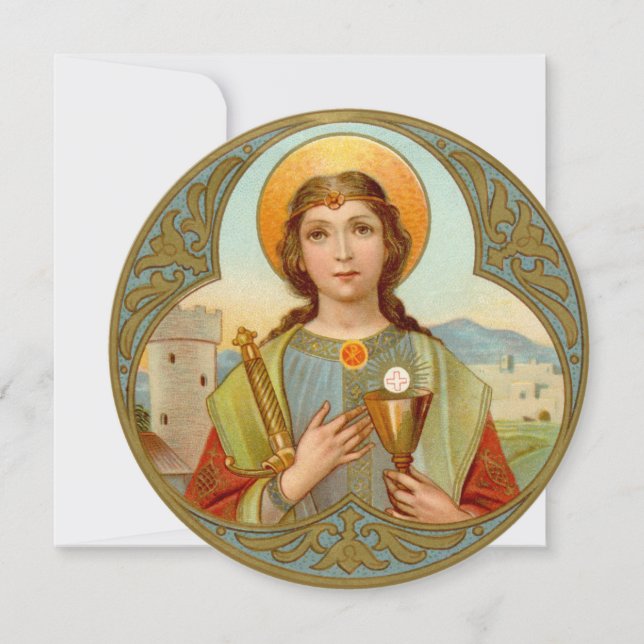 St. Barbara (BK 001) Circular Blank Greeting Card (Front)