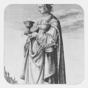 St. Barbara, etched by Wenceslaus Hollar, 1647 Square Sticker