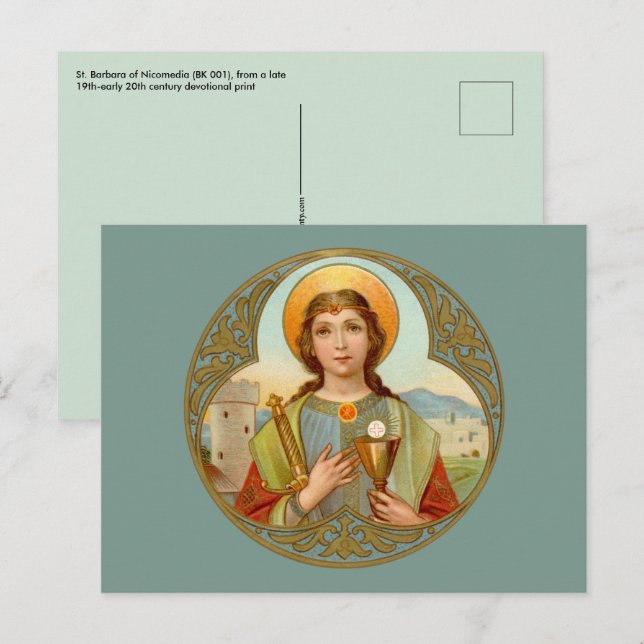St. Barbara of Nicomedia (BK 001) Horizontal Postcard (Front/Back)